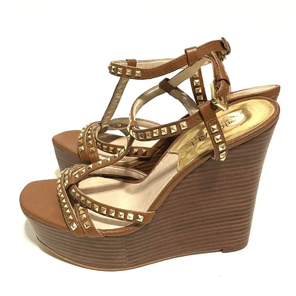 Michael Kors Alexi Studded T Strap Wedge Sandal 7.5 - Picture 5 of 9
